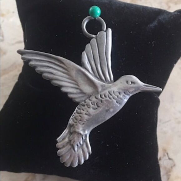 Hand Crafted Jewelry - Vintage Artist Signed Hummingbird Pendant